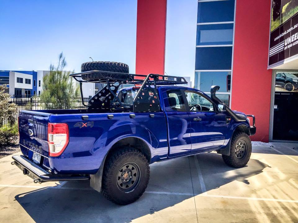 Uneek Ford PX2 Ranger Chase Tray with optional Roof Rack & Tyre Carrier