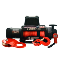 Carbon Winches 12K 12,000Lb Electric winch with Red synthetic rope and Hook
