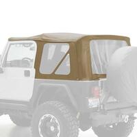 Smittybilt TJ Wrangler replacement SOFT TOP with Tinted rear windows and upper door skins (SPICE colour)